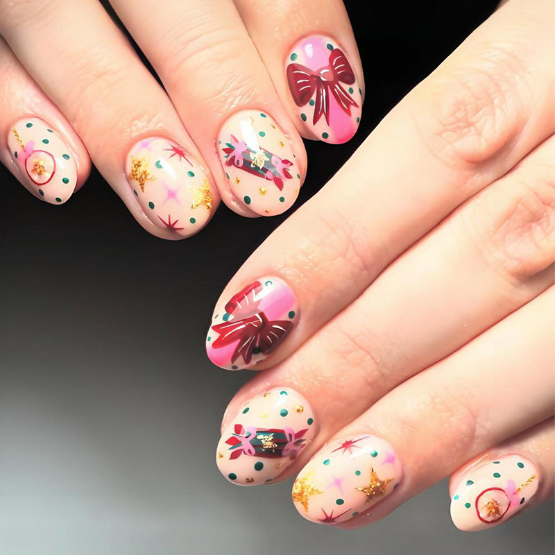 Nail art set with creative flower and dot designs Stornfield