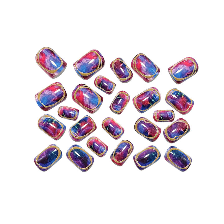Glamorous artificial nail design with metallic edge Stornfield