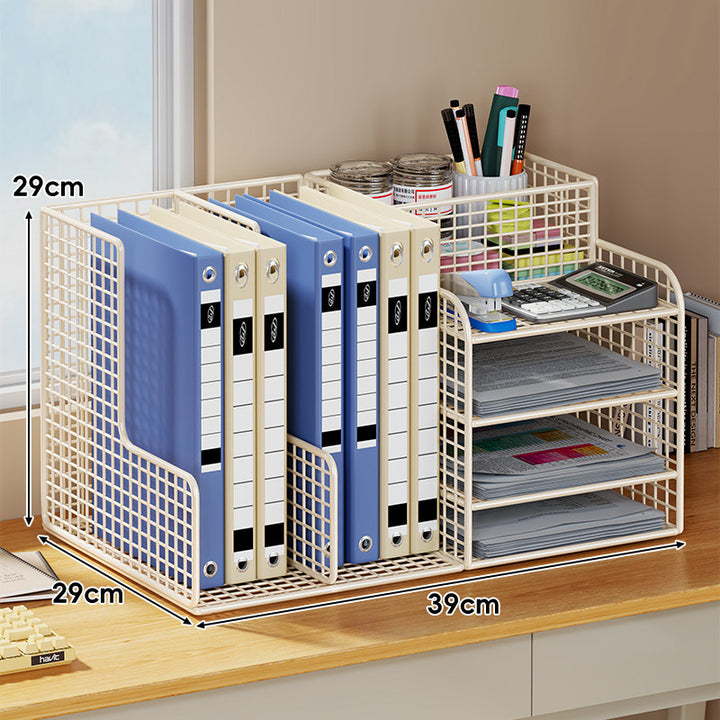 Compact Two-Tier Metal Mesh Desk Letter Tray & File Organizer