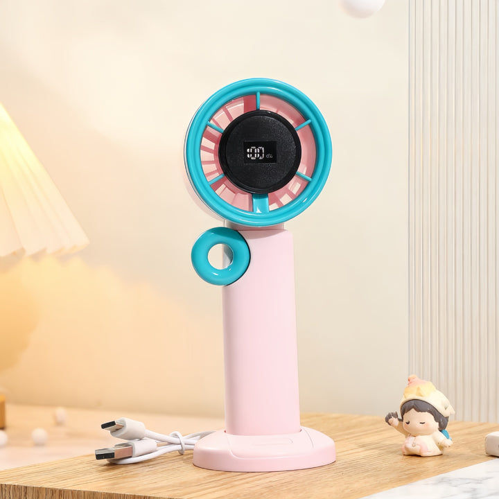 Ladies Portable Hand Fan with LCD Digital Display and USB Charging Function Stornfield