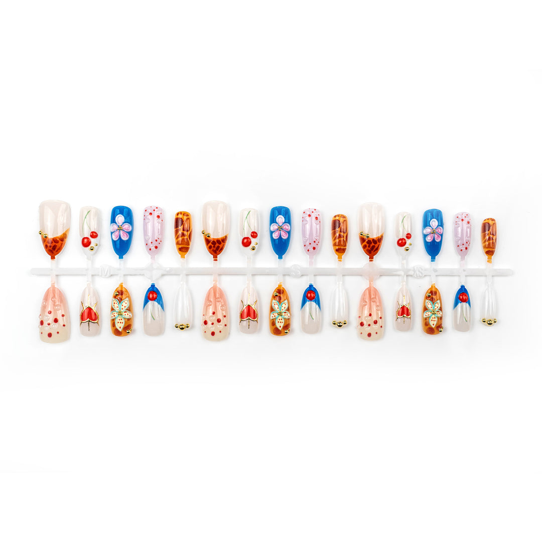 Decorative Press-On Nail Art Set with Artistic Designs Stornfield