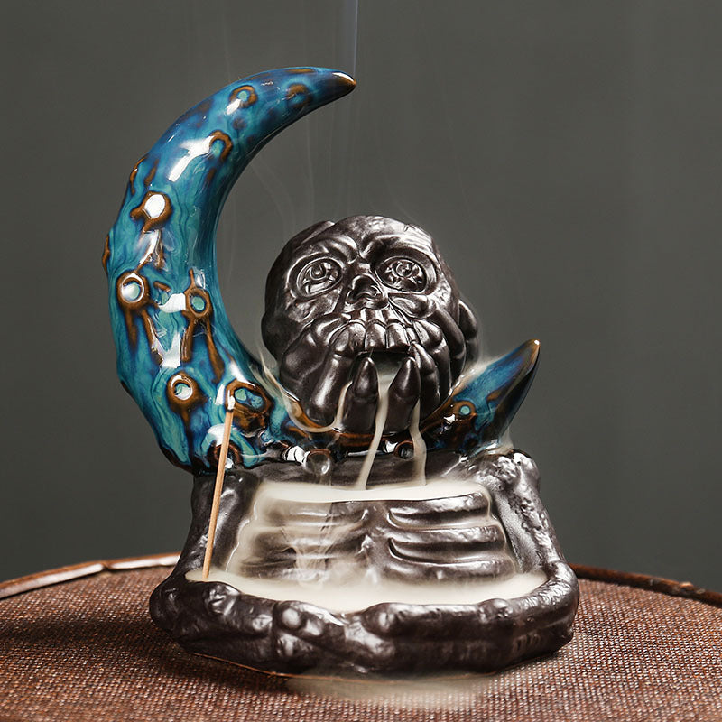 Artistic Skull-Themed Incense Burner