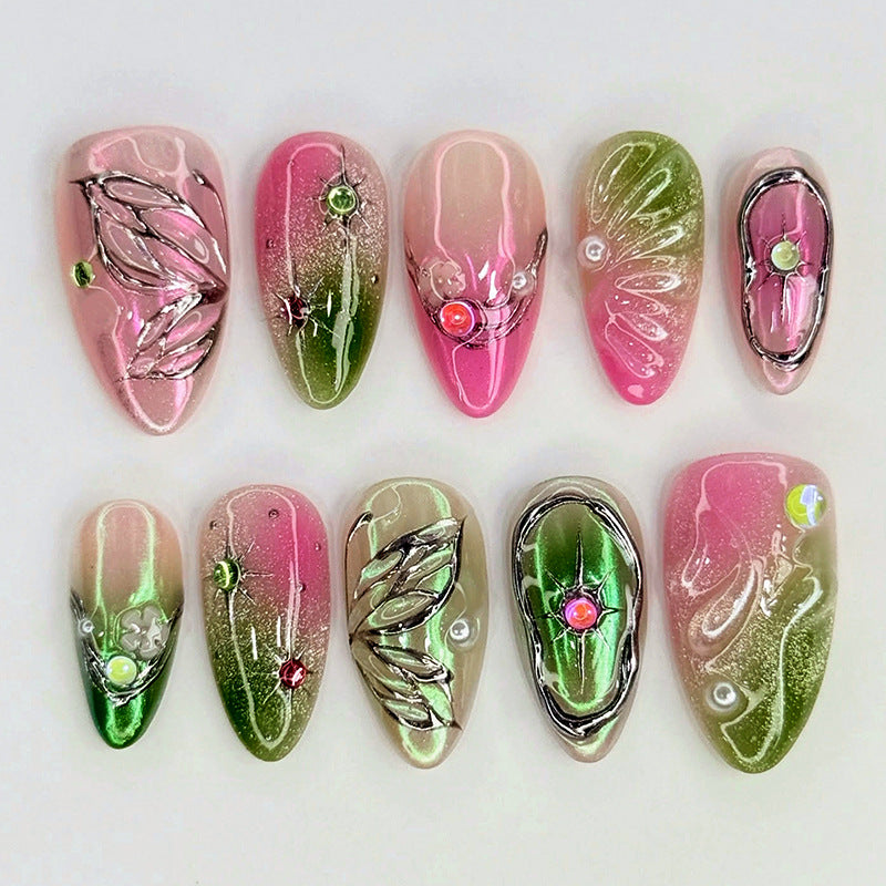 Decorative Press-On Nail Art Set with Botanical Designs Stornfield