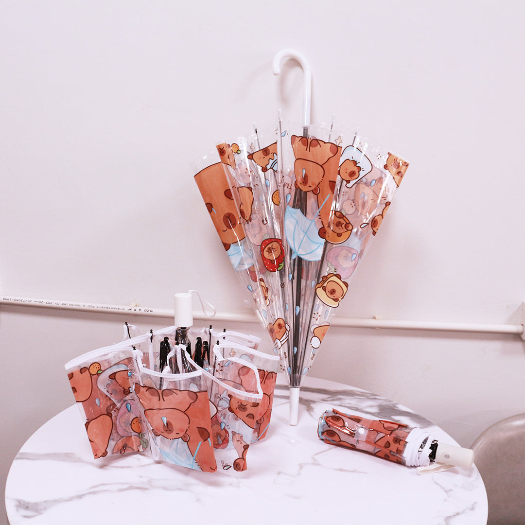 Women Folding Umbrella with Unique Cartoon Bear Design Stornfield