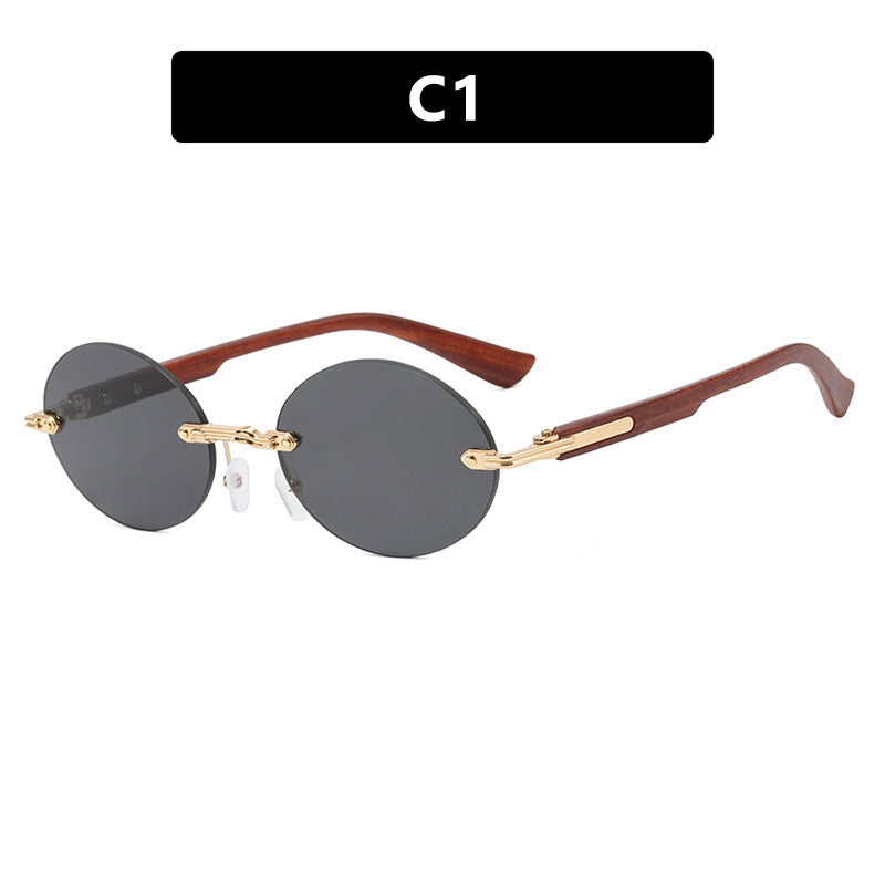 Women's round sunglasses with elegant wooden frame and UV protection Stornfield