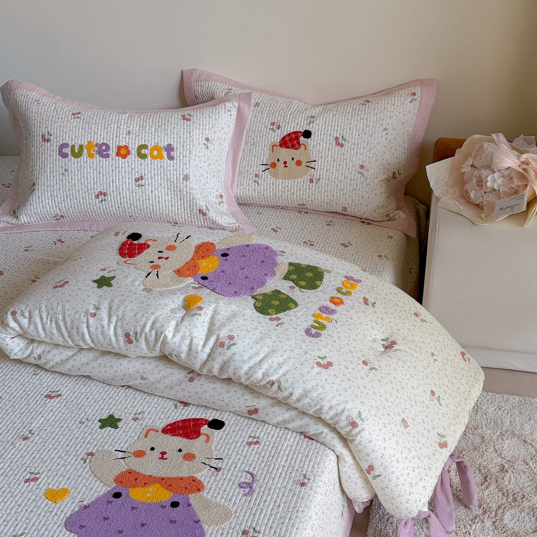 Quilted Cotton Kids Duvet Cover and Pillowcase Set