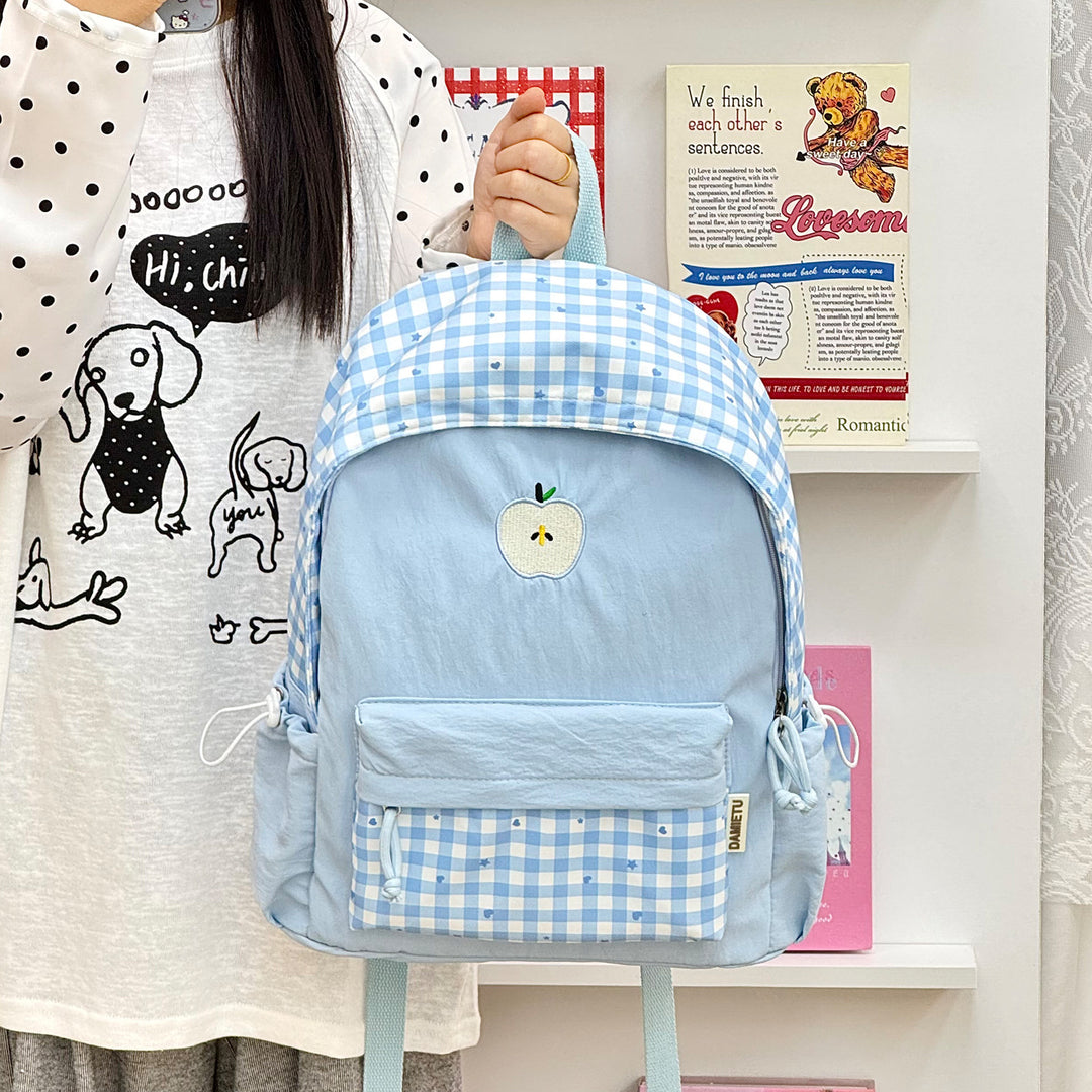 Playful Gingham Patterned Backpack Stornfield