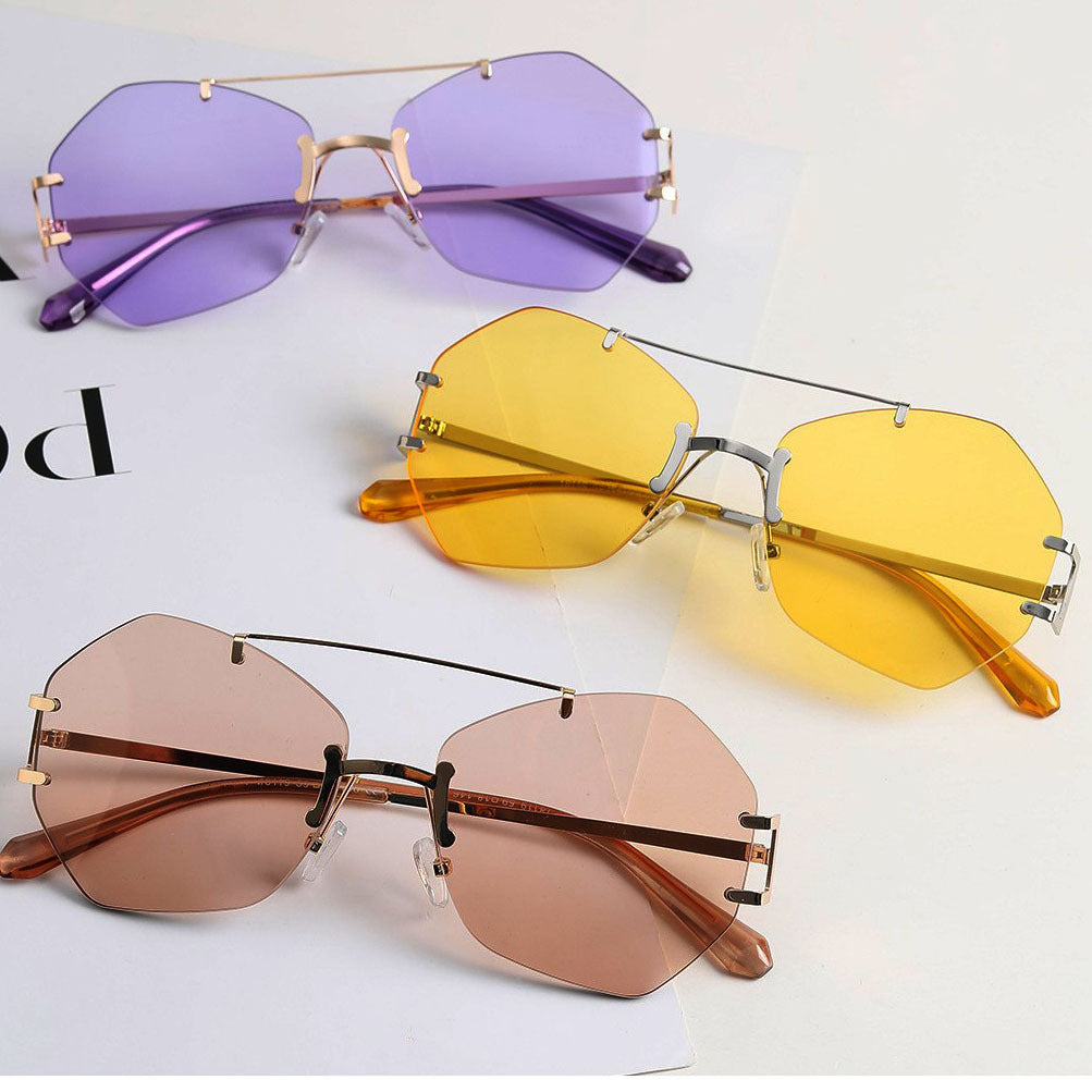 Women's fashionable octagonal sunglasses with delicate metal frame Stornfield