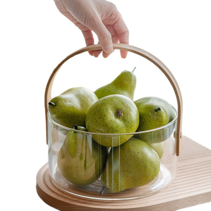Women decorative storage bowl with ergonomic wooden handle Stornfield
