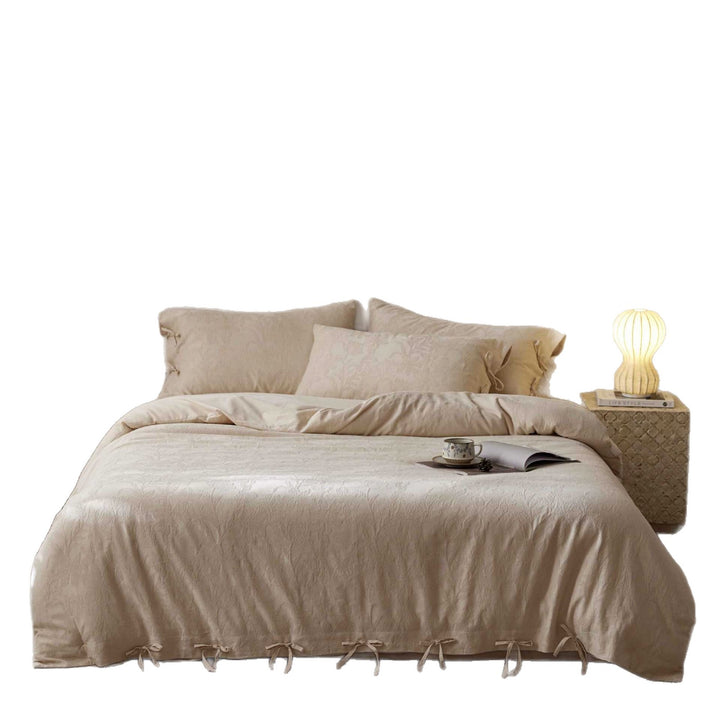 Luxury Jacquard Tie-Closure Duvet Cover Set