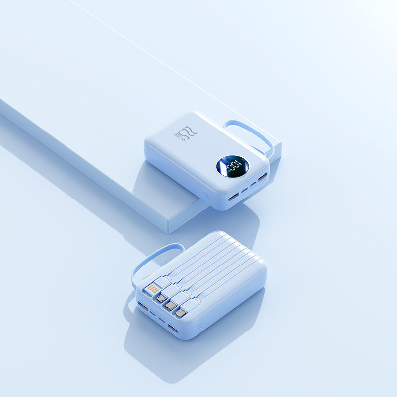 Portable power bank with integrated digital capacity display and flexible cable management Stornfield
