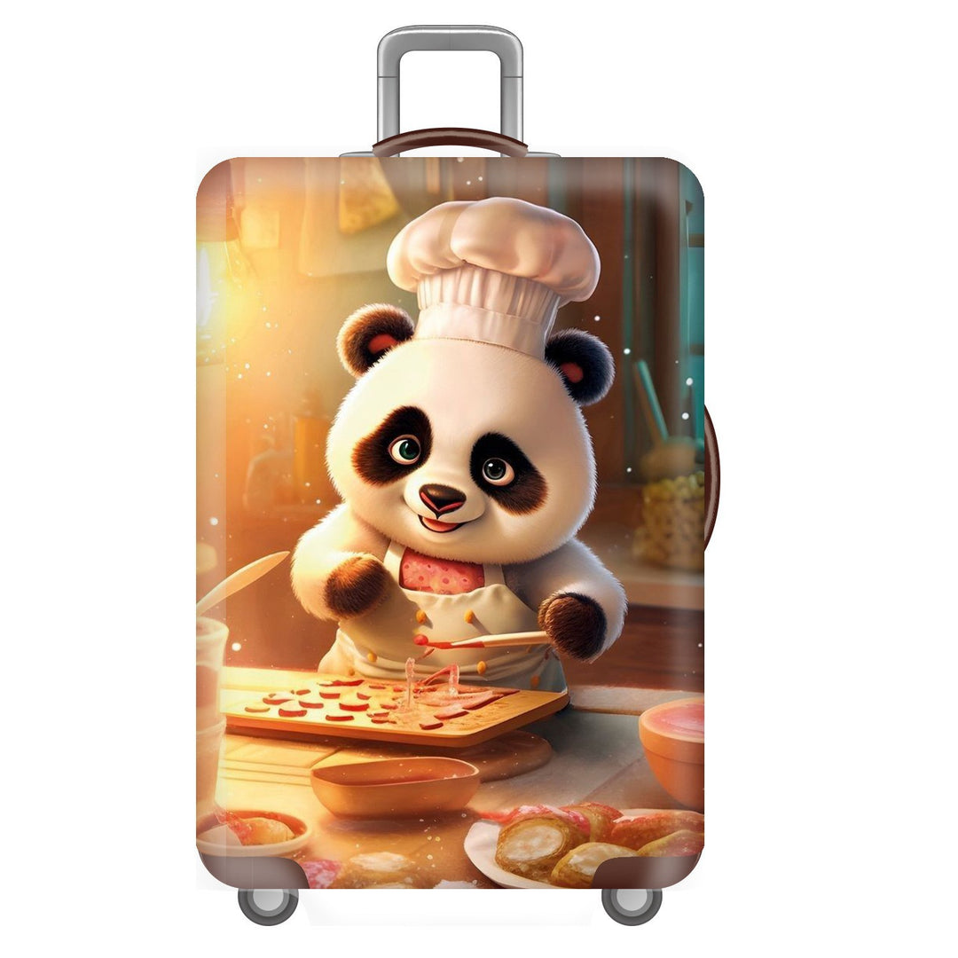 Unisex non-elastic suitcase cover for hard shell trolley with cute panda design, stretch protective cover with handle and wheel openings Stornfield