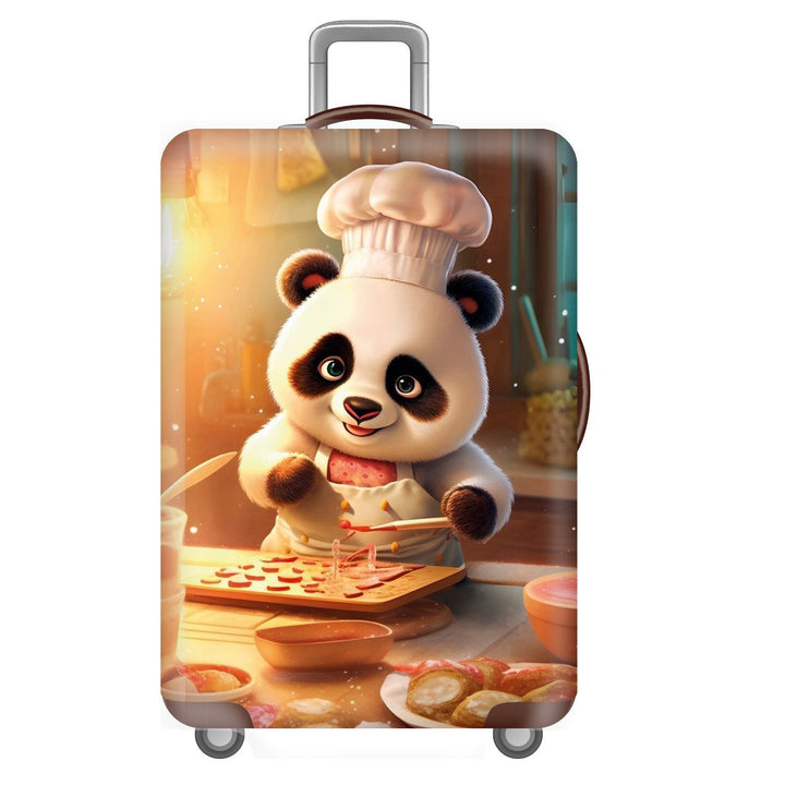Unisex non-elastic suitcase cover for hard shell trolley with cute panda design, stretch protective cover with handle and wheel openings Stornfield