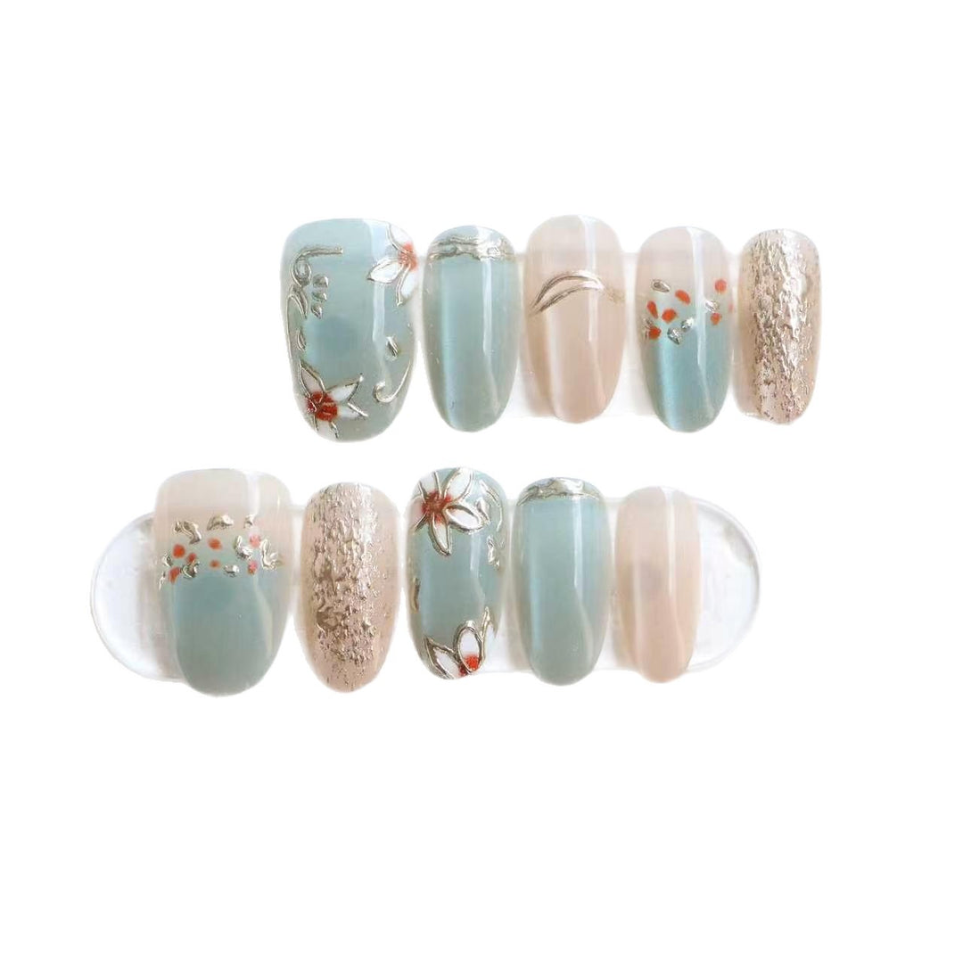 Artistic Floral Themed Press-On Nail Set Stornfield