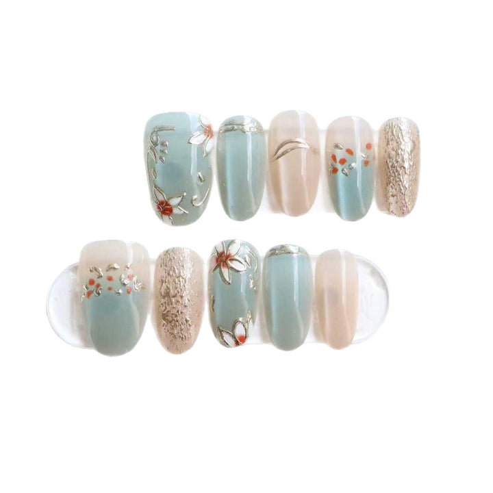 Artistic Floral Themed Press-On Nail Set Stornfield