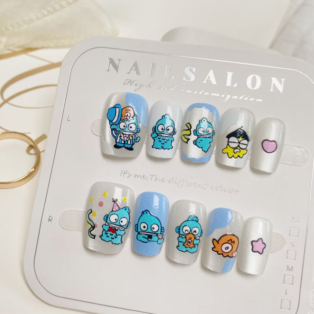 Playful Cartoon-Themed Press-On Nail Art Set