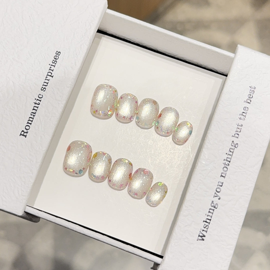 Artificial Nail Set with Romantic Glitter Effect Stornfield