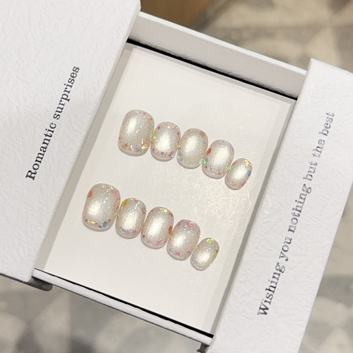 Artificial Nail Set with Romantic Glitter Effect Stornfield
