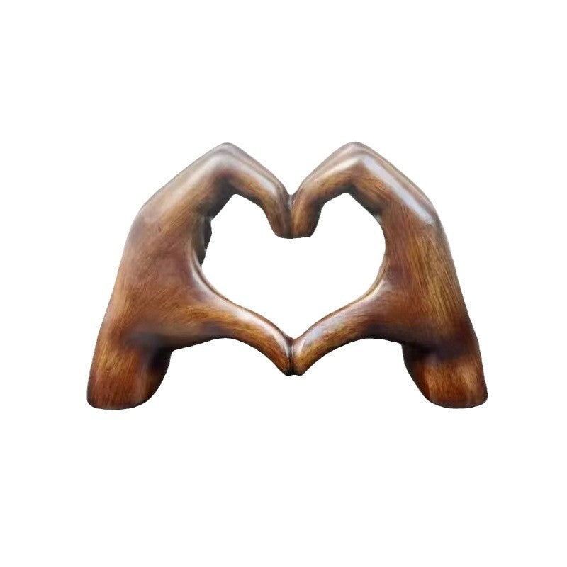 Heart-Shaped Wooden Hand Sculpture Stornfield