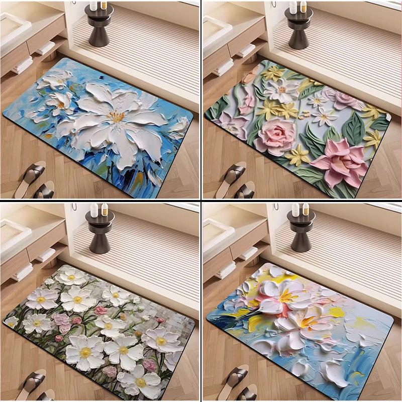 Luxury Textured Floral Bath Mat Stornfield