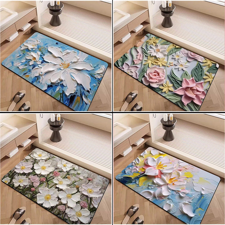 Luxury Textured Floral Bath Mat Stornfield