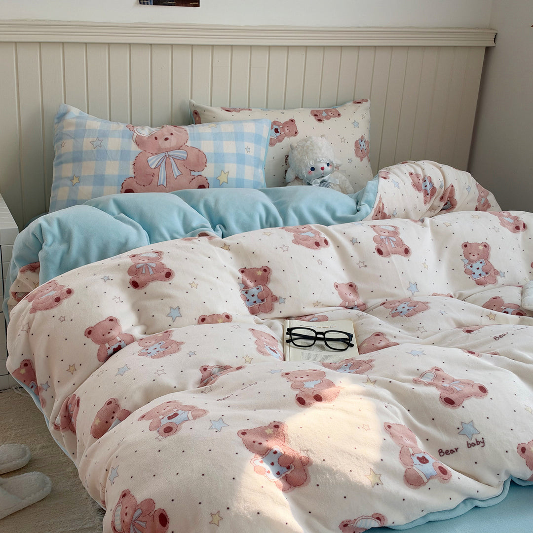 Cute Themed Fleece Bedding Set