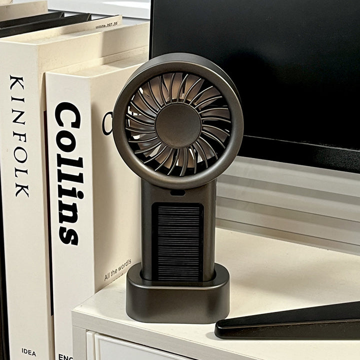 Unisex compact rechargeable table and hand fan with charging station Stornfield