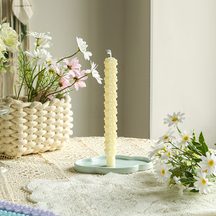 Sculptural Petal-Stack Taper Decorative Candle