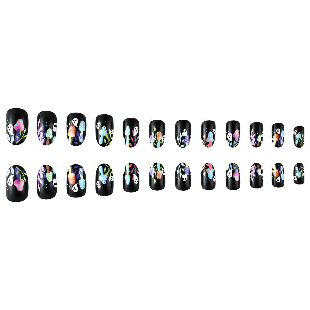 Whimsical Ghost-Themed Press-On Nail Art Stornfield