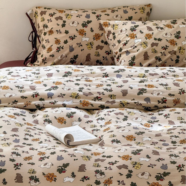 Cotton Percale Duvet Cover Set with Corner Ties and Pillowcases