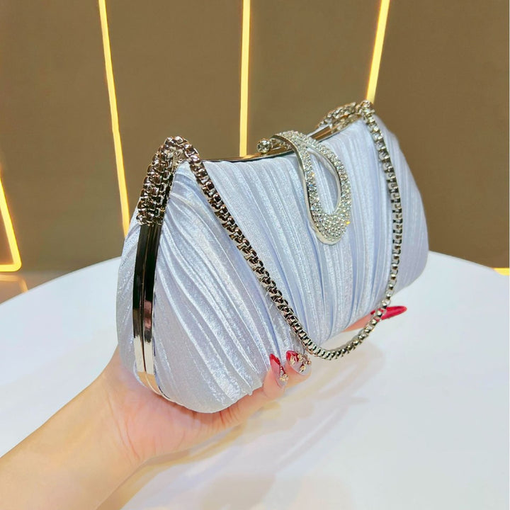 Pleated Satin Evening Handbag