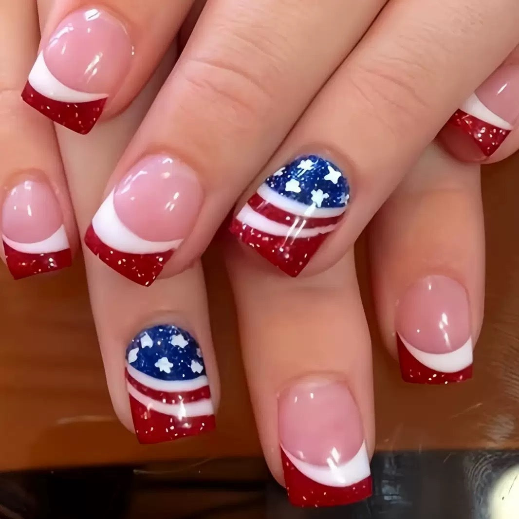 Patriotic Gel Nail Art Extensions Stornfield