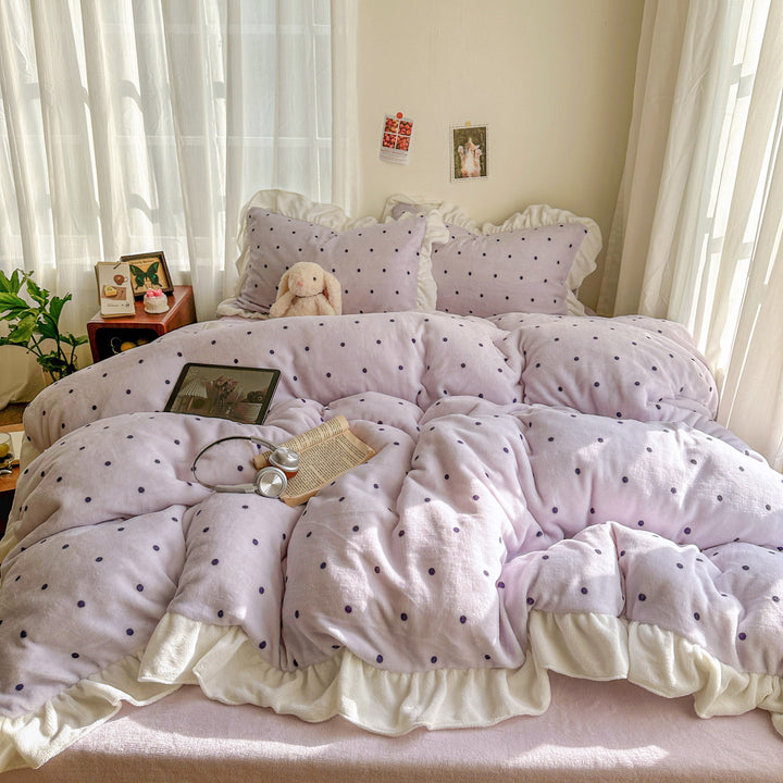 Polka Dot Plush Duvet Set