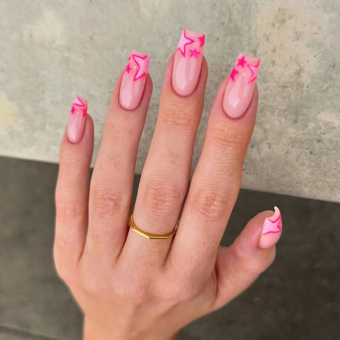 Artful nail art with neon colored stars Stornfield