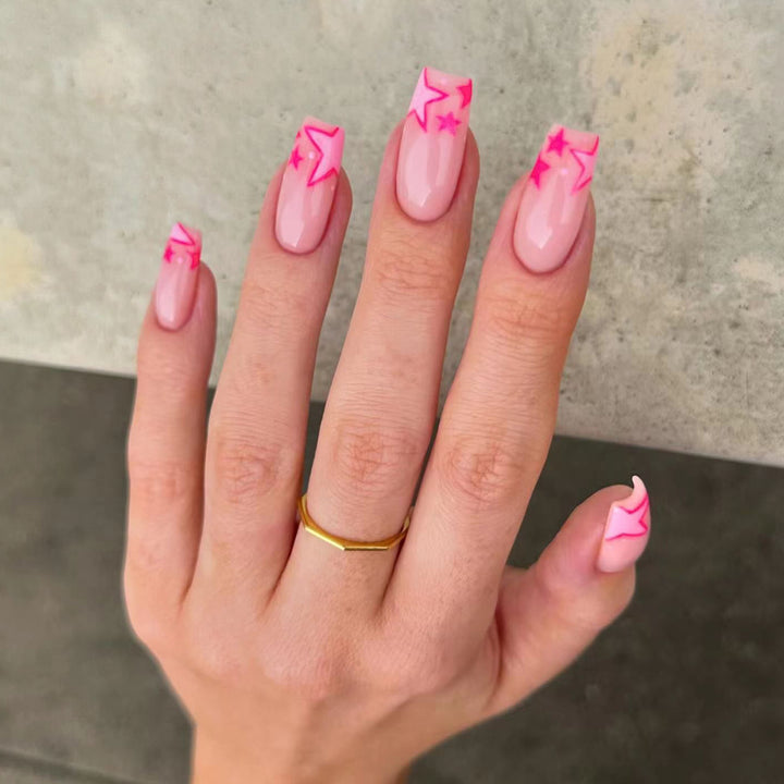 Artful nail art with neon colored stars Stornfield