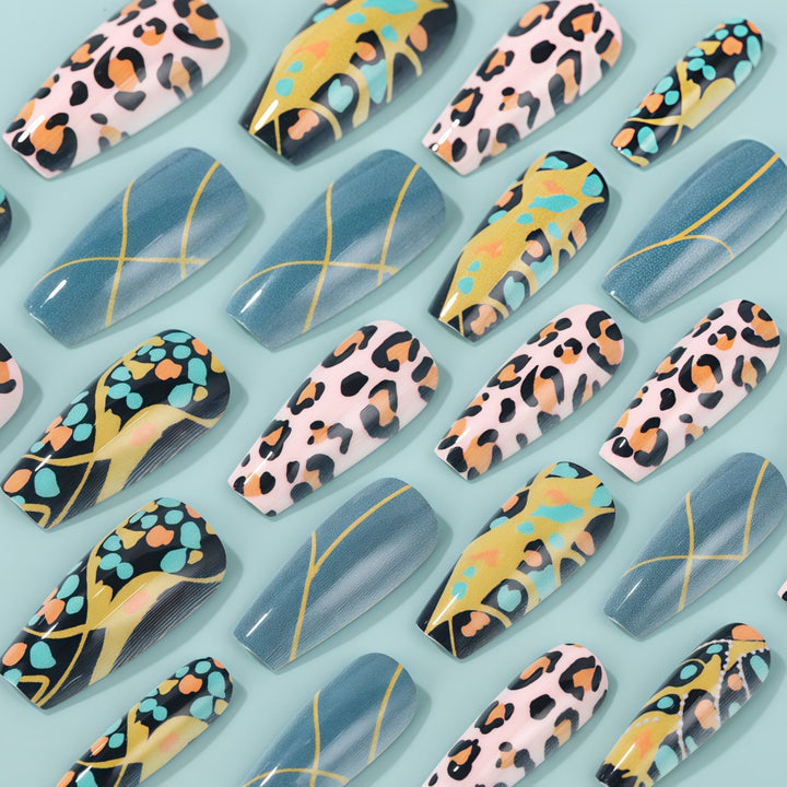 Creative artificial nails in modern animal print design Stornfield