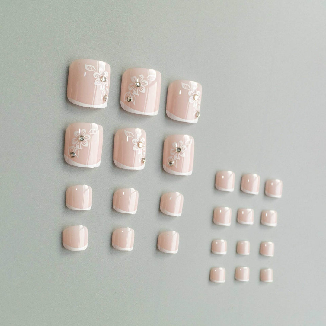 Elegant Floral Design Pedicure Nail Art