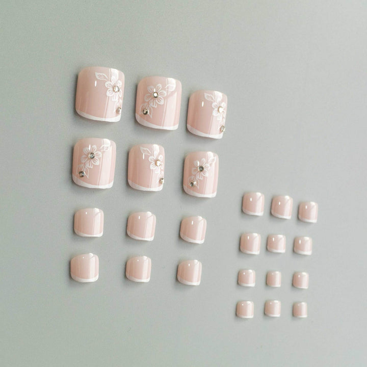 Elegant Floral Design Pedicure Nail Art