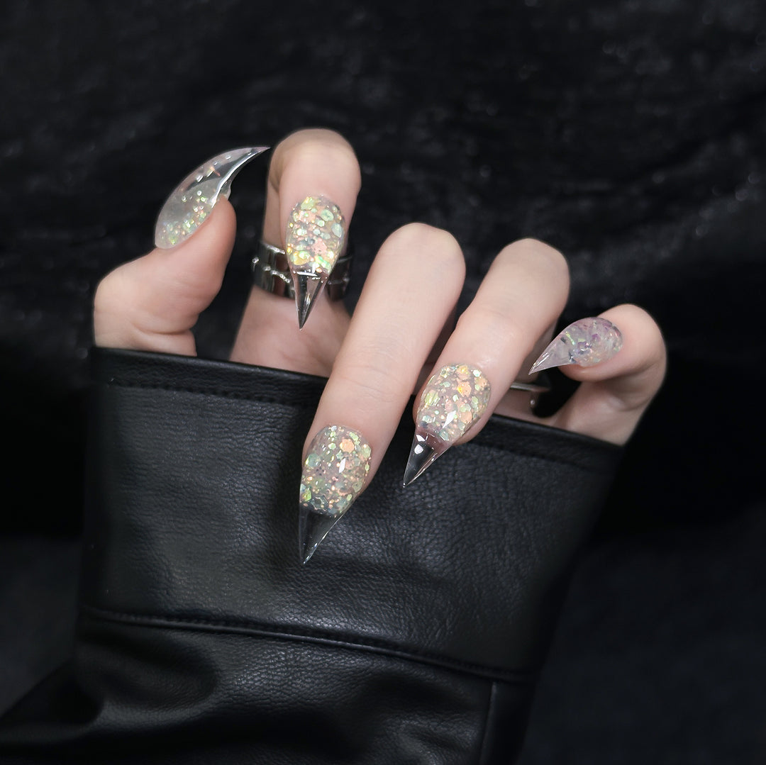 Stiletto Press-On Nail Kit with Glitter and Ombre Finish