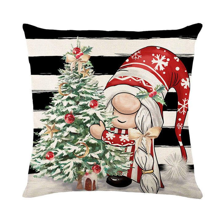 Decorative Seasonal Square Pillow Cover with Hello Winter Script and Buffalo-Check Bow Print