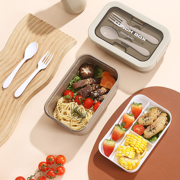 Multi-Layered Insulated Bento Lunch Box with Built-in Utensils