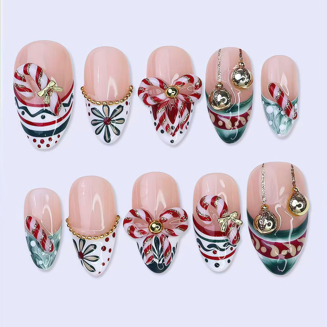 Artistic Decorative Press-On Nail Design