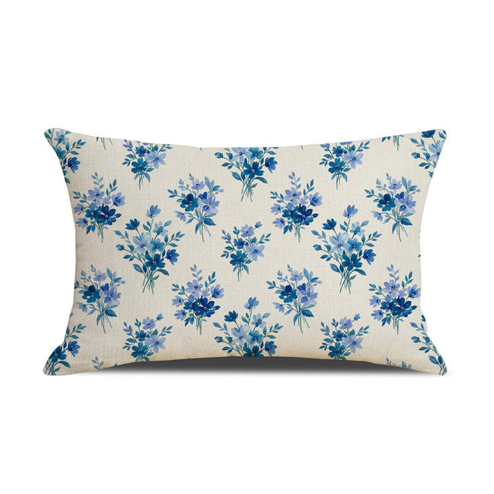 Rectangular Linen-Blend Floral Throw Pillow Cover