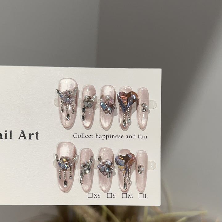 Glamorous Rhinestone Accented Press-On Nail Art Set