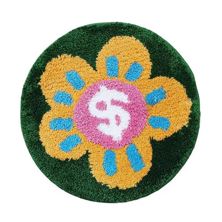 Tufted Plush Round Floral Seat Cushion with Anti-Slip Back