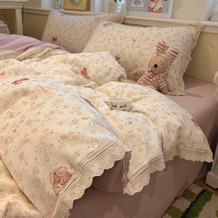 Floral Print Cotton Bedspread