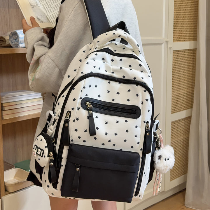 Backpack with Charming Star Applications and Practical Compartments Stornfield