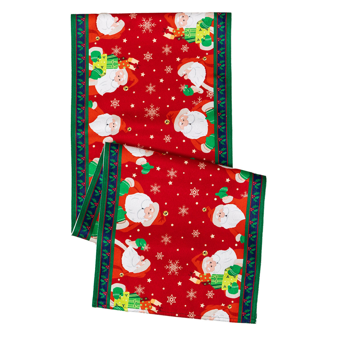 Table runner made of cotton blend fabric with a Christmas reindeer and star motif Stornfield
