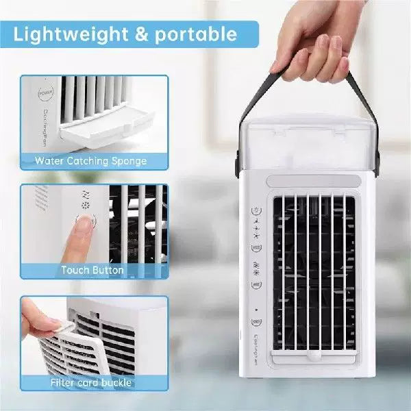 Unisex One Size Micro Desktop Evaporative Cooler with Replaceable Activated Carbon Cooling Pad USB Powered Adjustable Louvers Stornfield