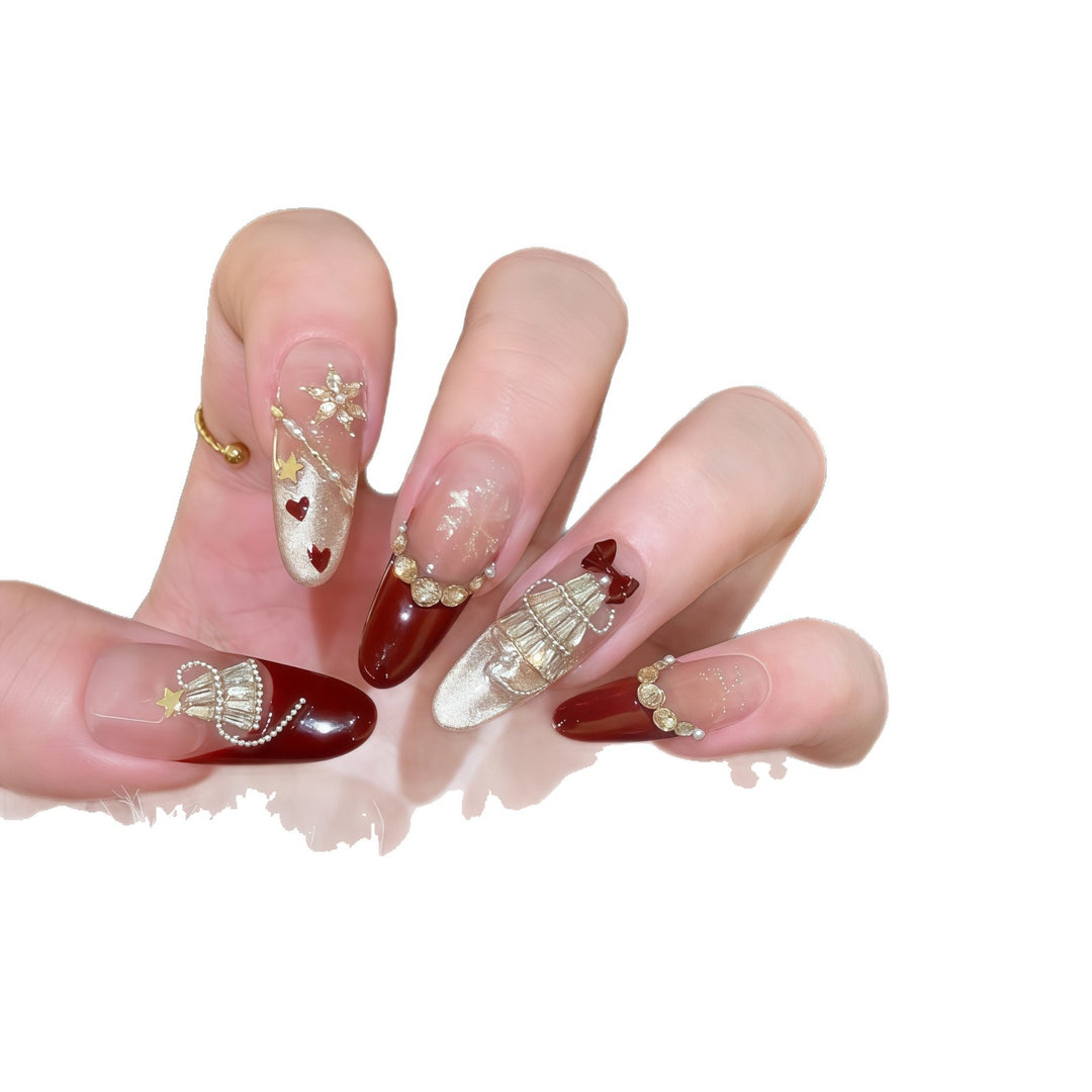 Artificial nail tips with festive glamour design Stornfield